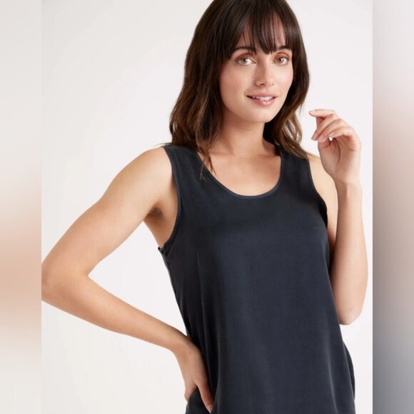 NEW Quince 100% Washable Silk Pajama Tank Black Sz L - Picture 2 of 9